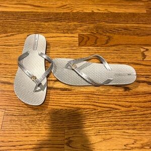 Ipanema Woman’s Silver Flip Flops Size US 9